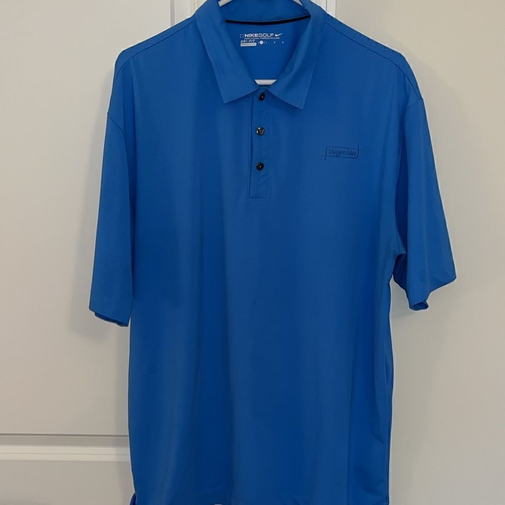 Nike Killer🏌️‍♂️Blue Tour Biogen Idec Swoosh On Back Shoulder golf polo shirt L